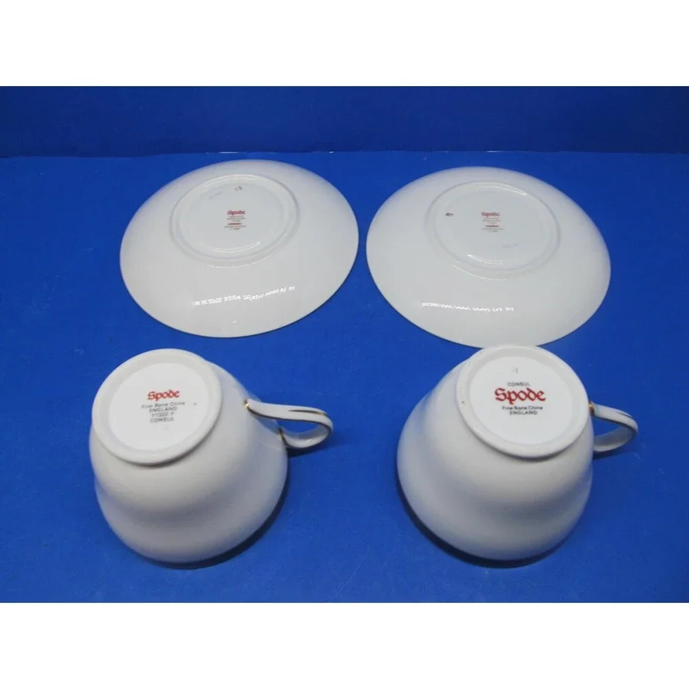 Spode Consul Cobalt Set Of 2 Coffee Or Tea Cups And 2 Saucers VGC